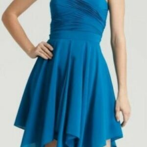 Aqua Teal Peacock Blue Color Strapless Dress